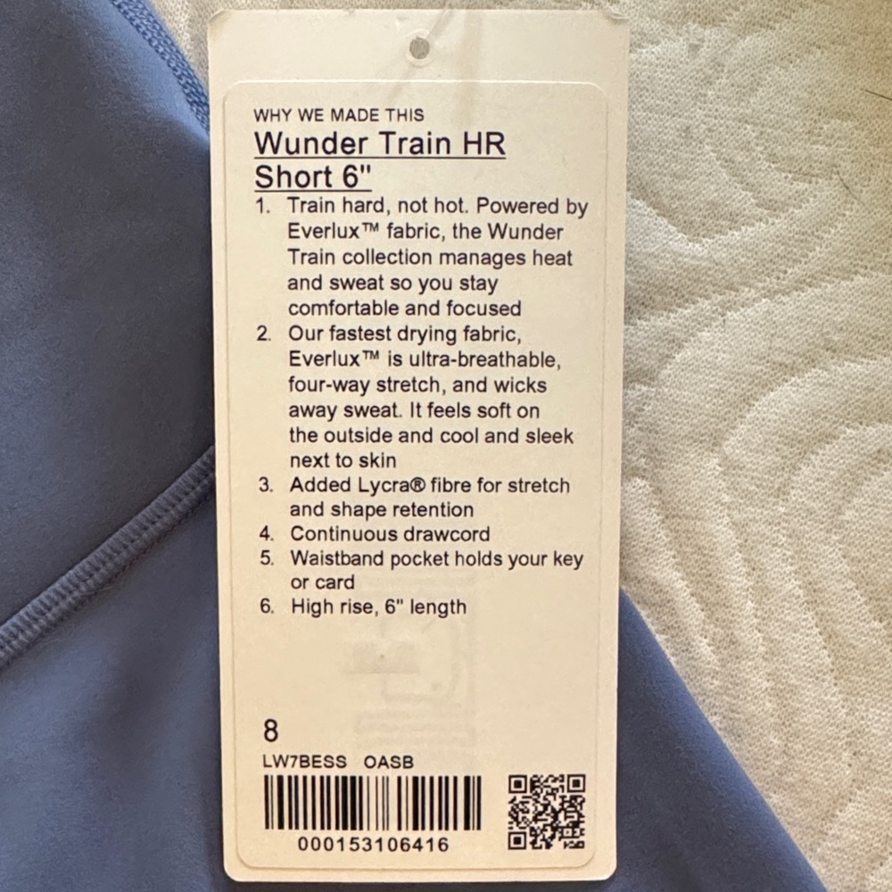 Lululemon Wunder Train HR Short 6" in Blue